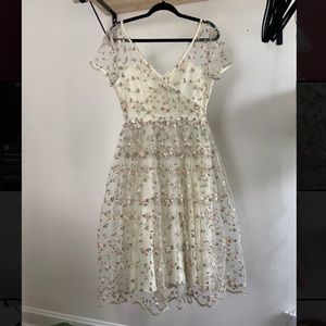 Embroidered swing party dress